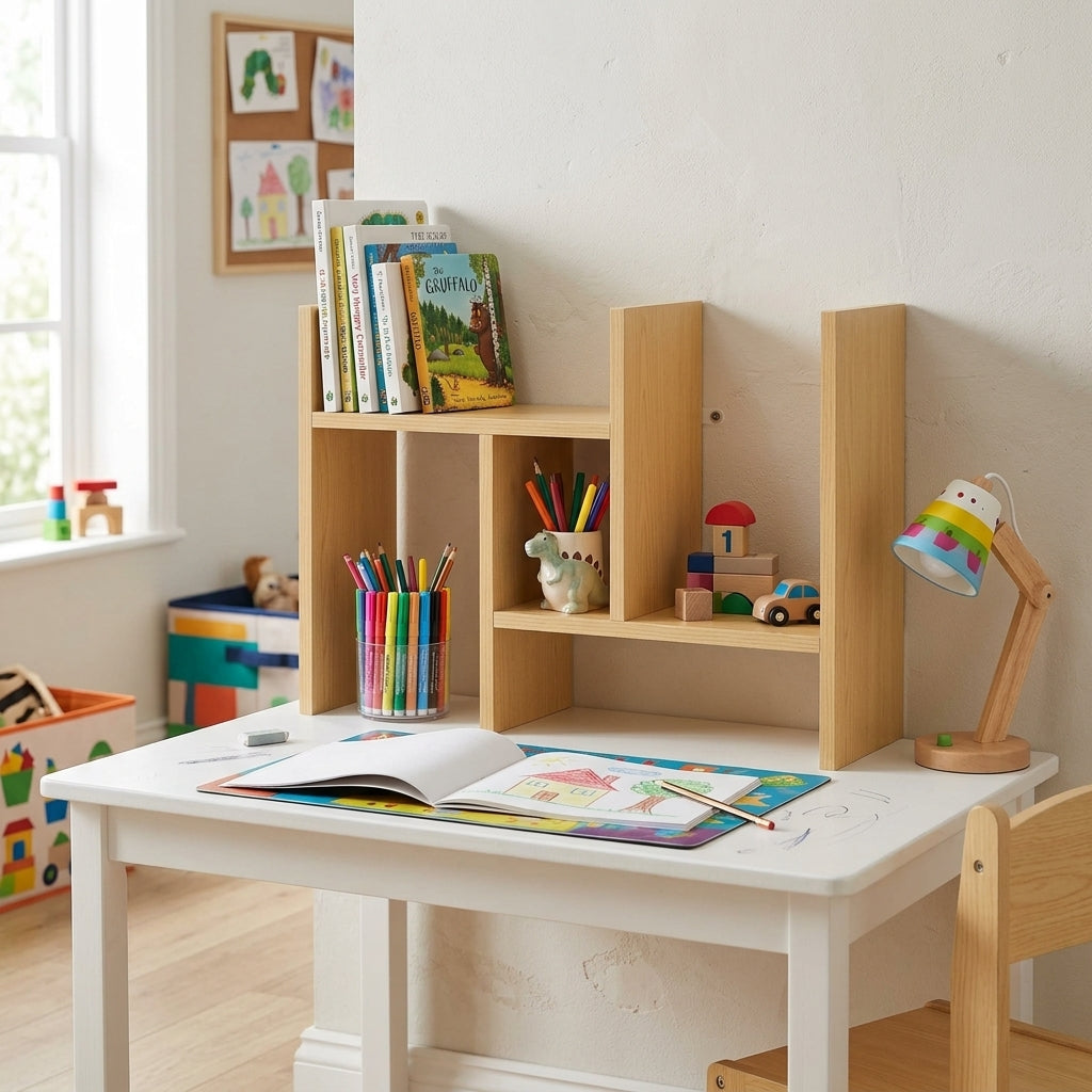 Organisateur de Bureau Multifonction en MDF – Étagère de Rangement à Plusieurs Niveaux