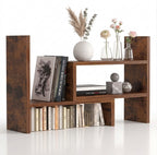 Étagère de Bureau 3 Niveaux Ajustable & Extensible en Bois MDF
