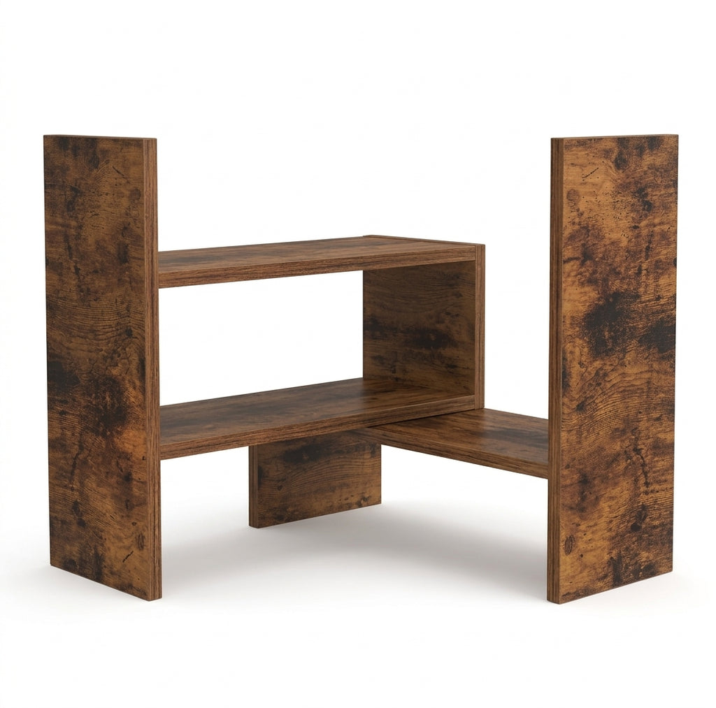Étagère de Bureau 3 Niveaux Ajustable & Extensible en Bois MDF