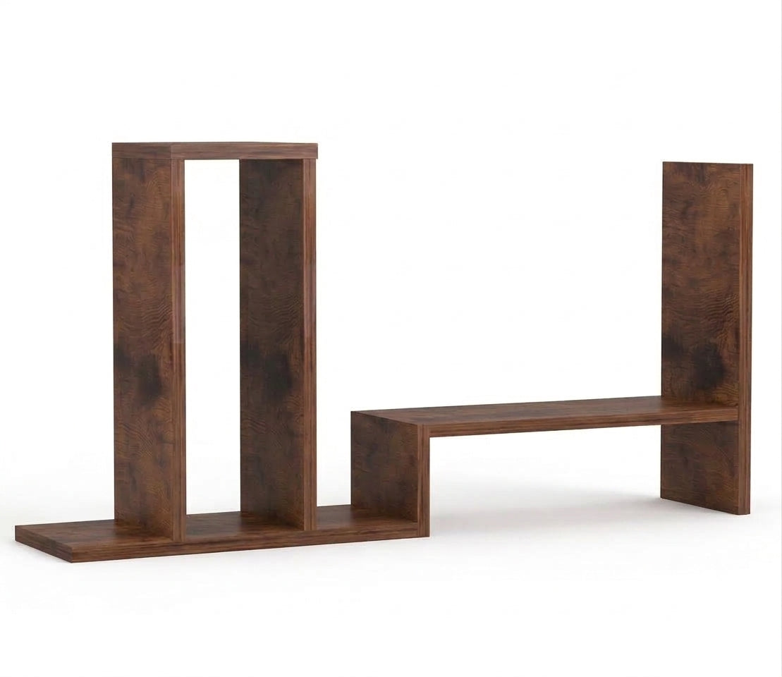 Étagère de Bureau 3 Niveaux Ajustable & Extensible en Bois MDF