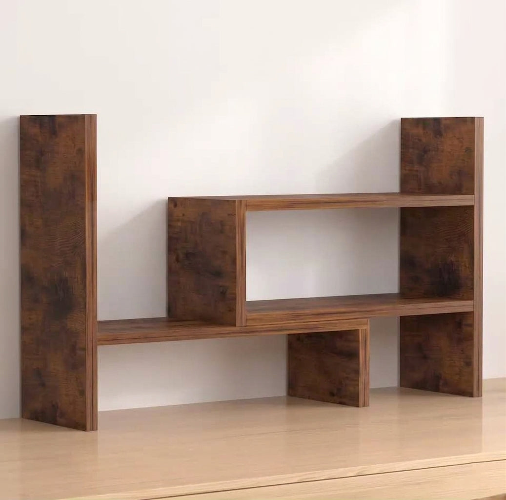 Étagère de Bureau 3 Niveaux Ajustable & Extensible en Bois MDF