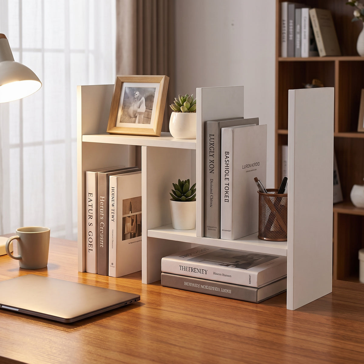 Organisateur de Bureau Multifonction en MDF – Étagère de Rangement à Plusieurs Niveaux